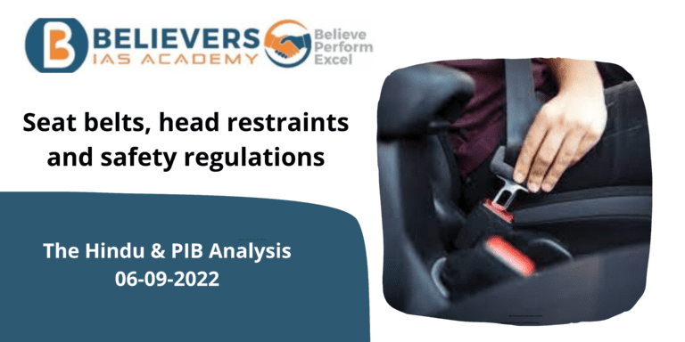 Seat belts, head restraints and safety regulations
