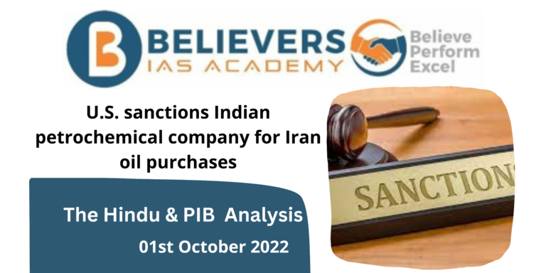 U.S. sanctions Indian petrochemical company for Iran oil purchases
