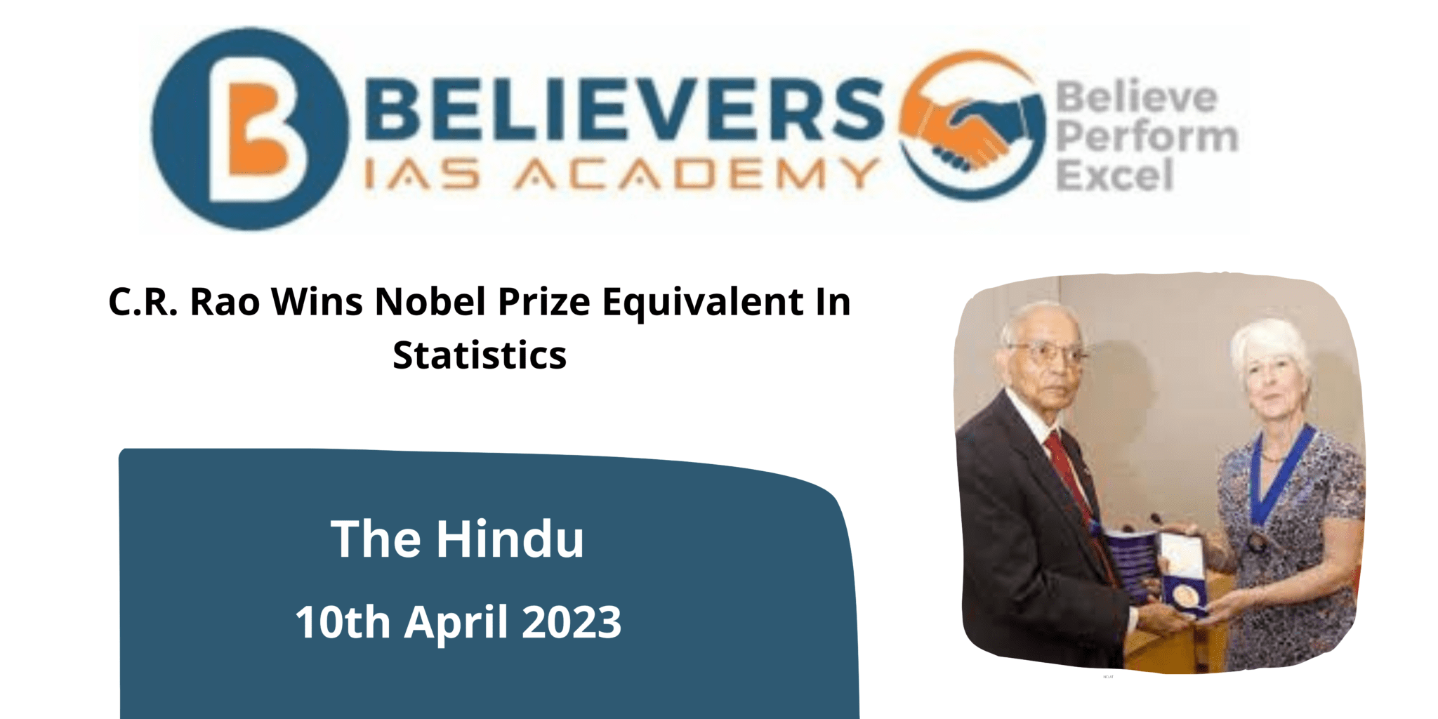 Radhakrishna Rao C.R. Rao Wins Nobel Prize Equivalent In Statistics - Believers IAS Academy