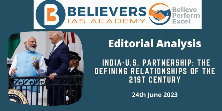 India-U.S. partnership: the defining relationships of the 21st century.