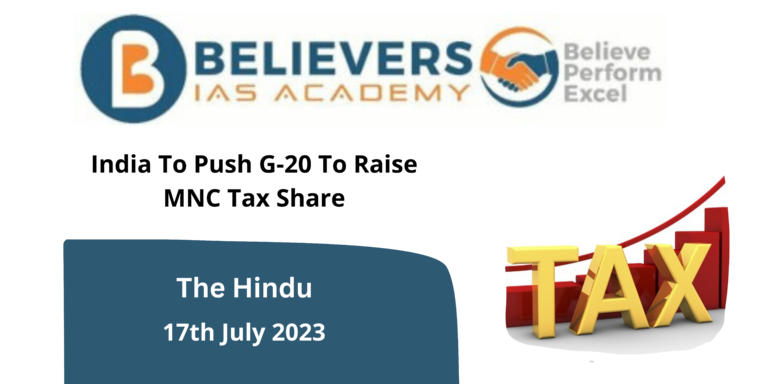 India To Push G-20 To Raise MNC Tax Share
