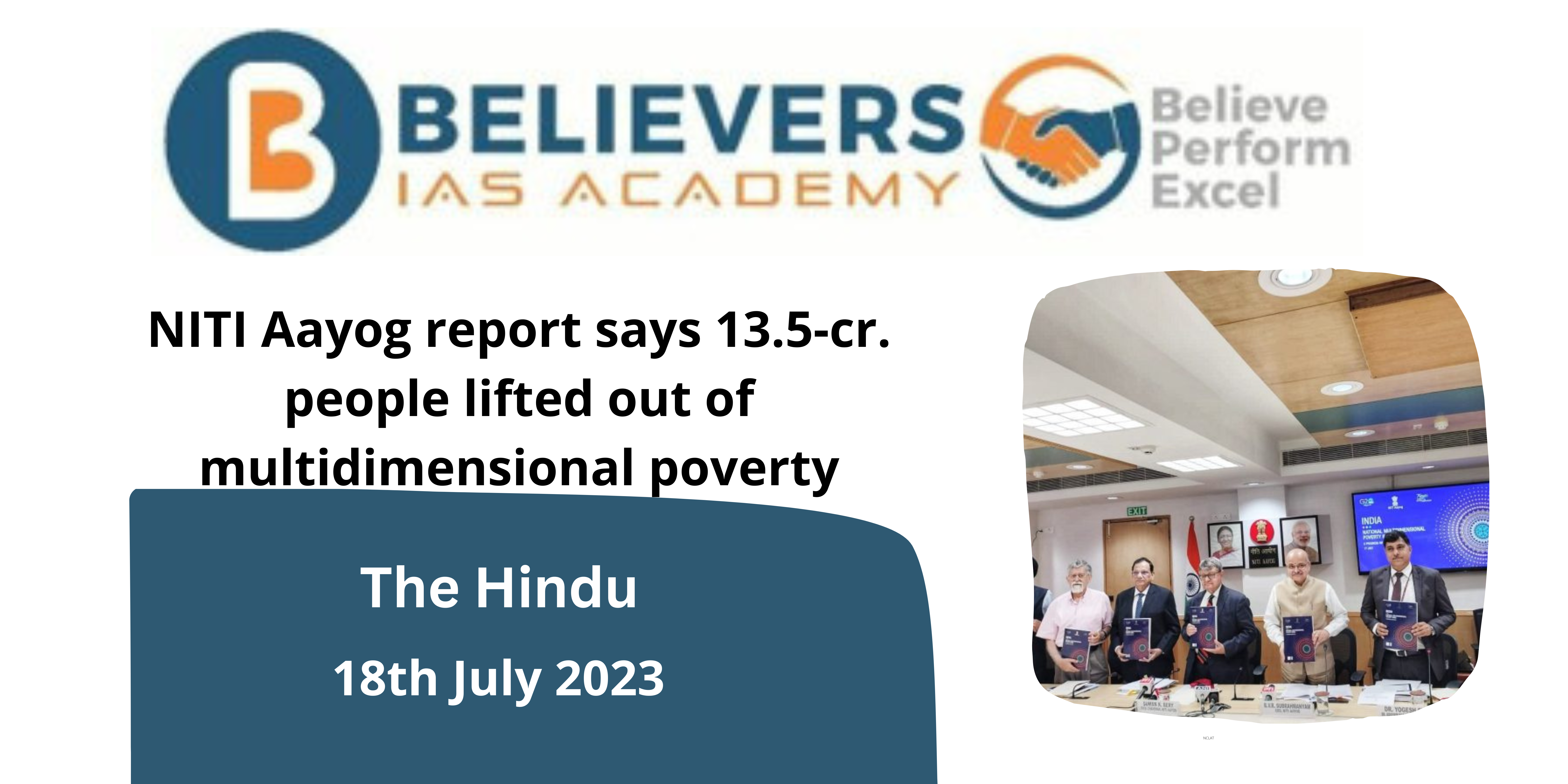 NITI Aayog report says 13.5-cr. people lifted out of multidimensional poverty