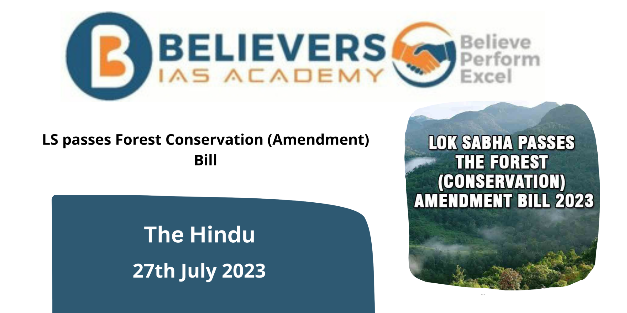 LS Passes Forest Conservation (Amendment) Bill - Believers IAS Academy