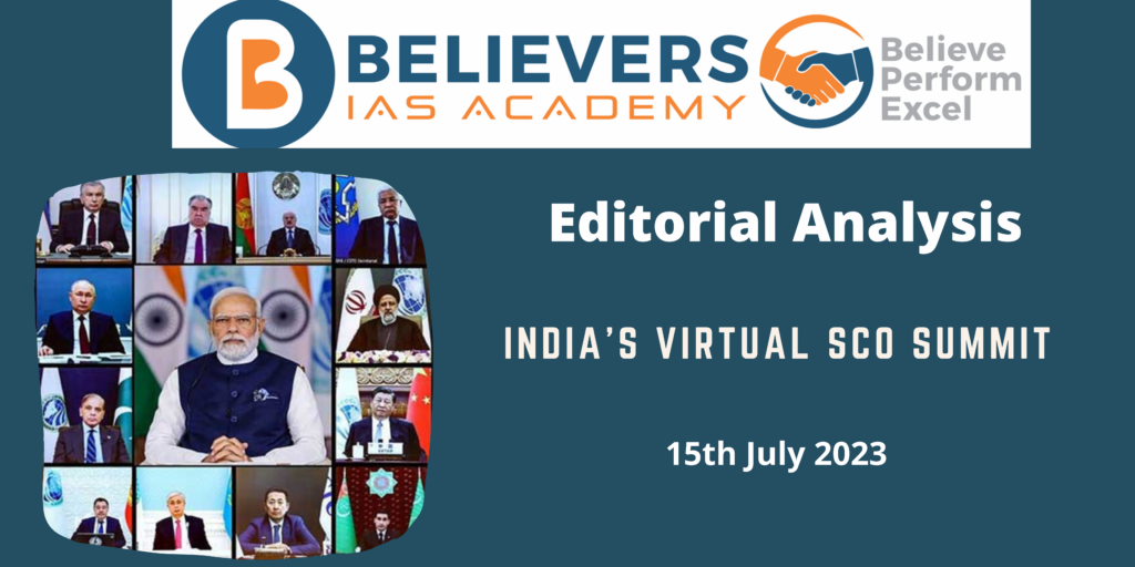 India’s Virtual SCO Summit Believers IAS Academy