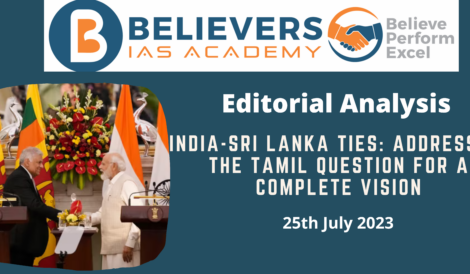 India-Sri Lanka Ties: Addressing the Tamil Question for a Complete Vision