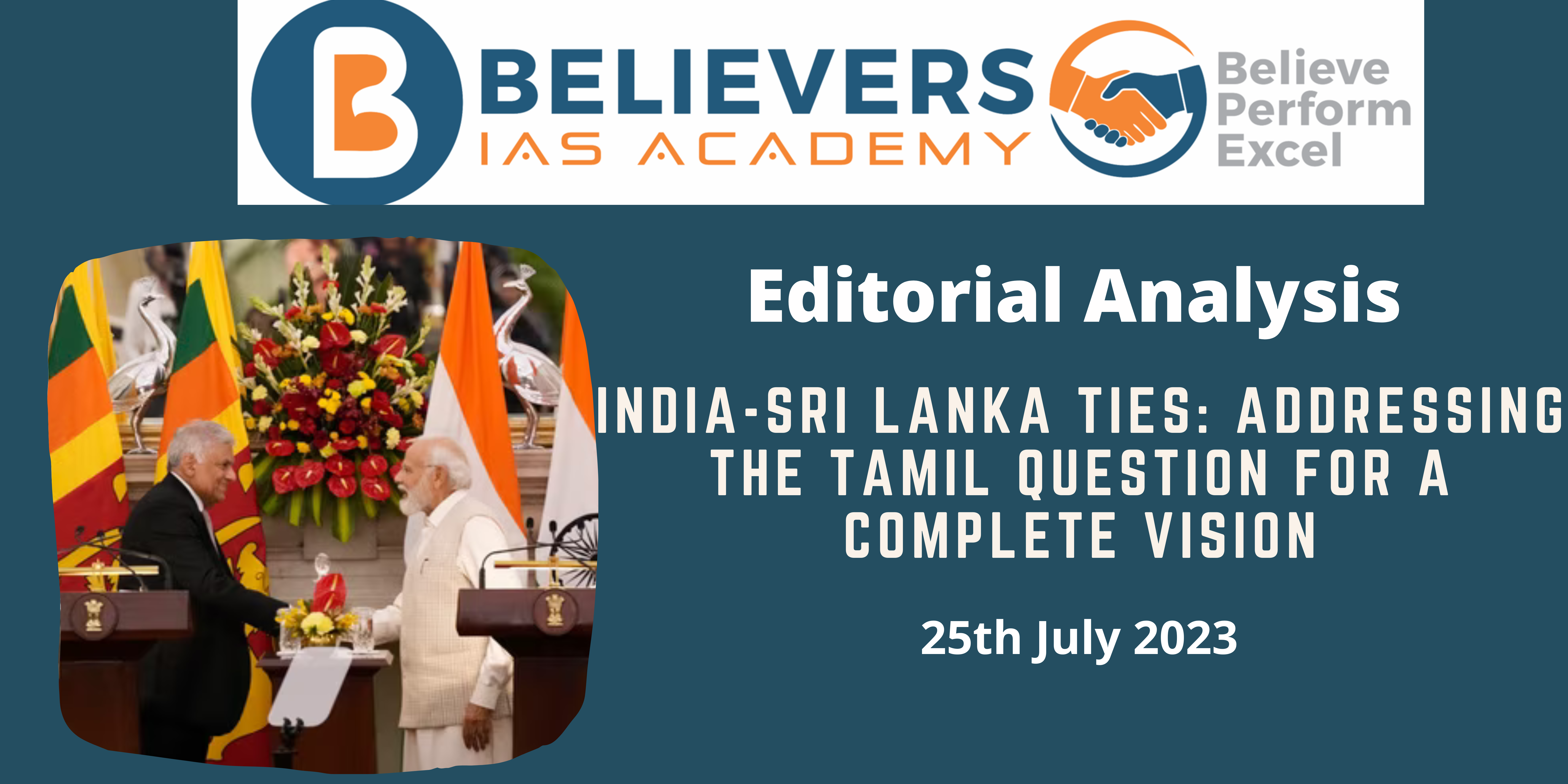 India-Sri Lanka Ties: Addressing the Tamil Question for a Complete Vision