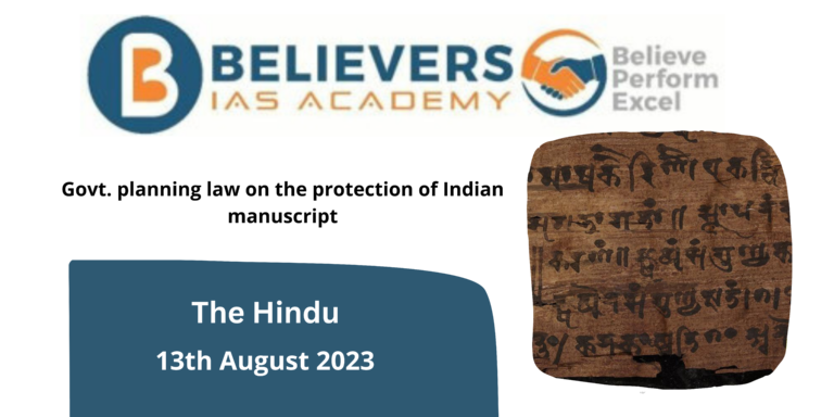 Govt. planning law on the protection of Indian manuscript