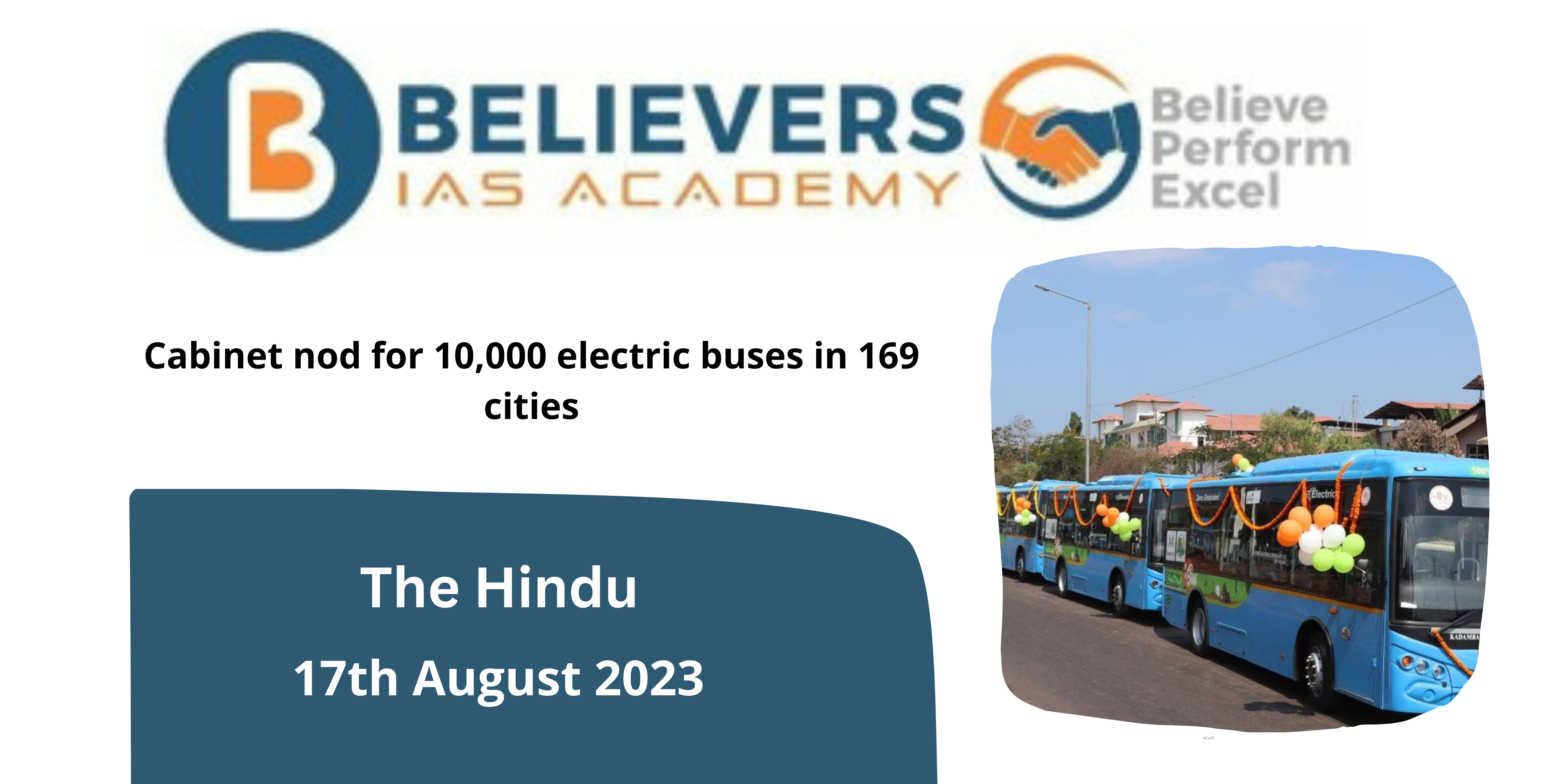 Cabinet nod for 10,000 electric buses in 169 cities