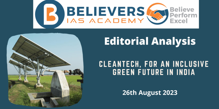 Cleantech, for an inclusive green future in India