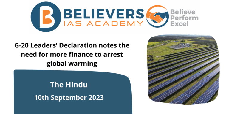 G-20 Leaders’ Declaration notes the need for more finance to arrest global warming