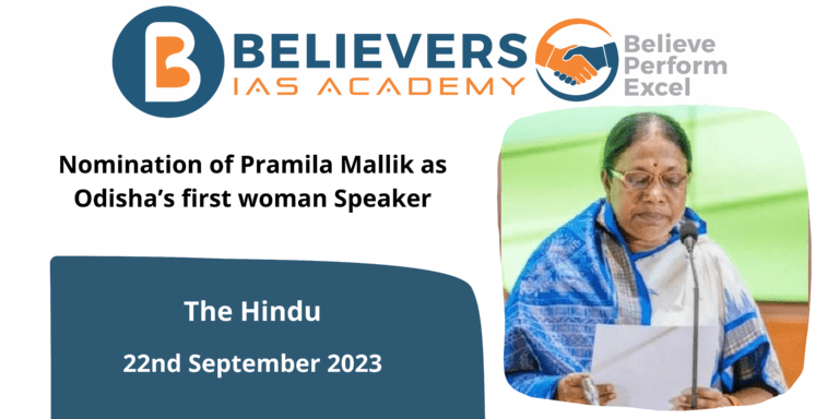 Nomination of Pramila Mallik as Odisha’s first woman Speaker