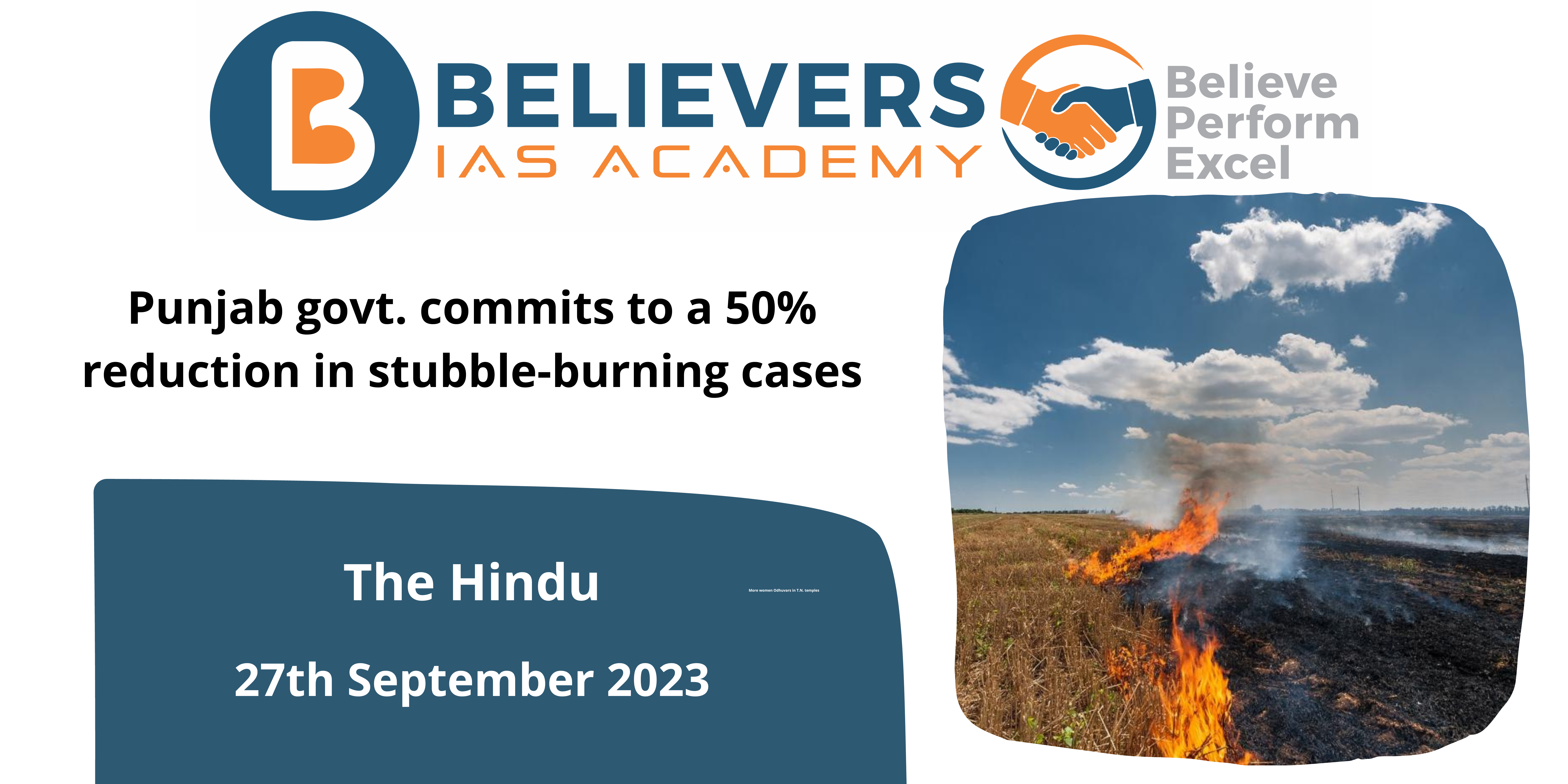 Punjab govt. commits to a 50% reduction in stubble-burning cases