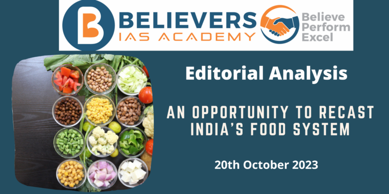 An opportunity to recast India’s food system