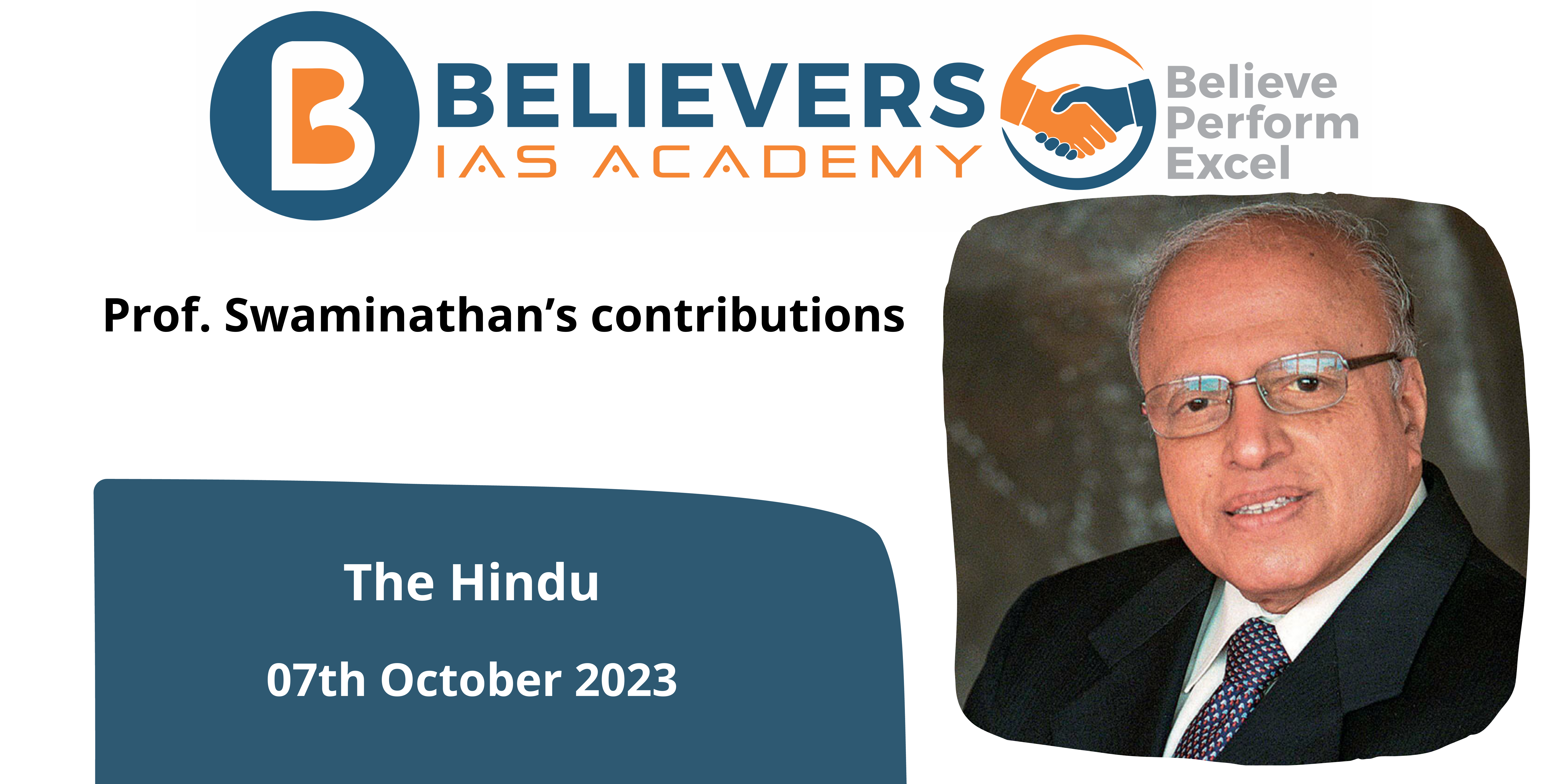Prof. Swaminathan’s contributions