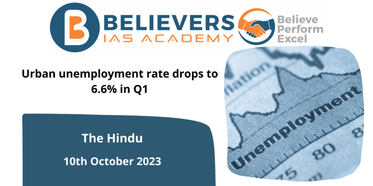 Urban unemployment rate drops to 6.6% in Q1