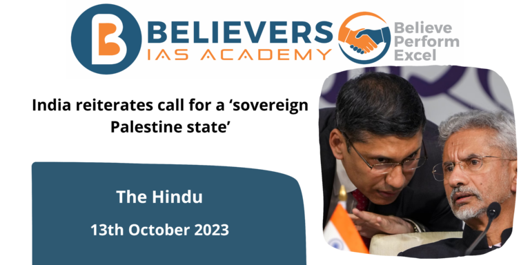 India reiterates call for a ‘sovereign Palestine state’