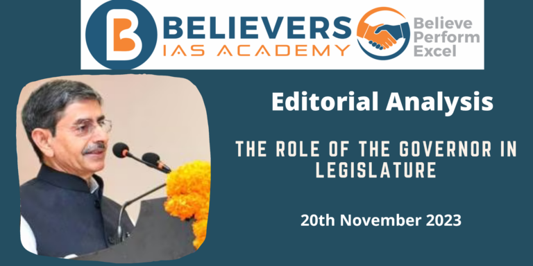 The role of the Governor in legislature