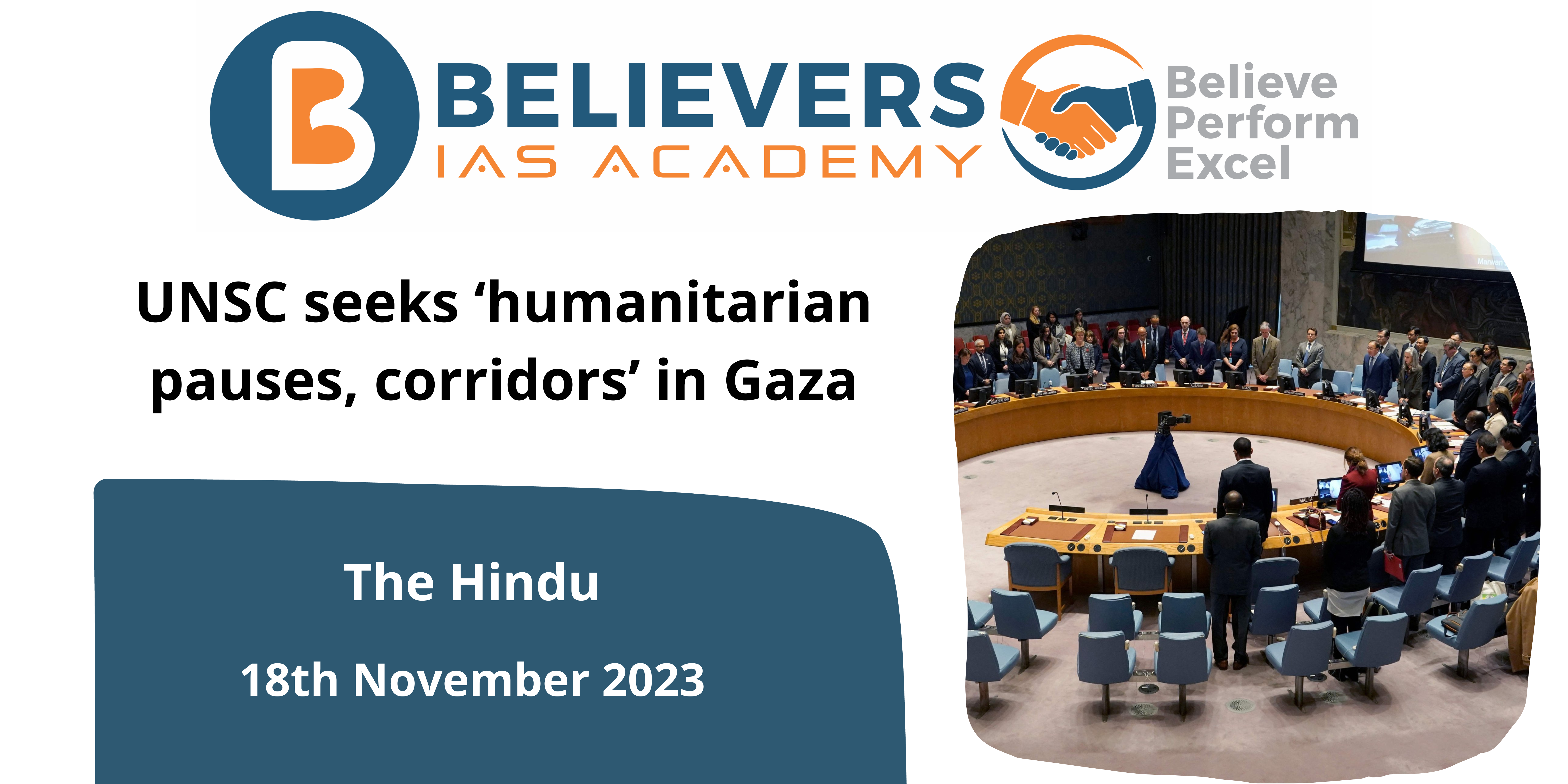 Current Affairs News for UPSC- UNSC seeks ‘humanitarian pauses, corridors’ in Gaza