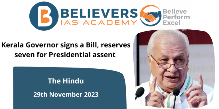 Kerala Governor signs a Bill, reserves seven for Presidential assent