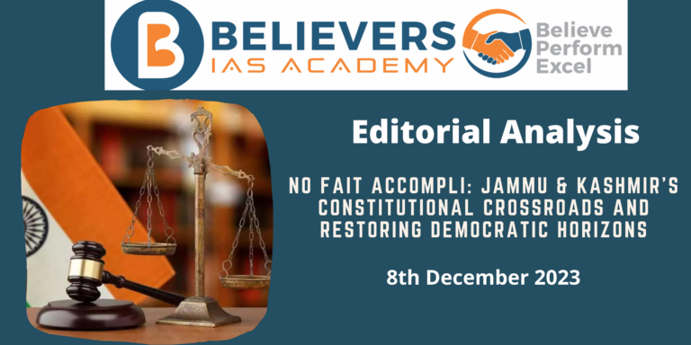No fait accompli: Jammu & Kashmir’s Constitutional Crossroads and Restoring Democratic Horizons