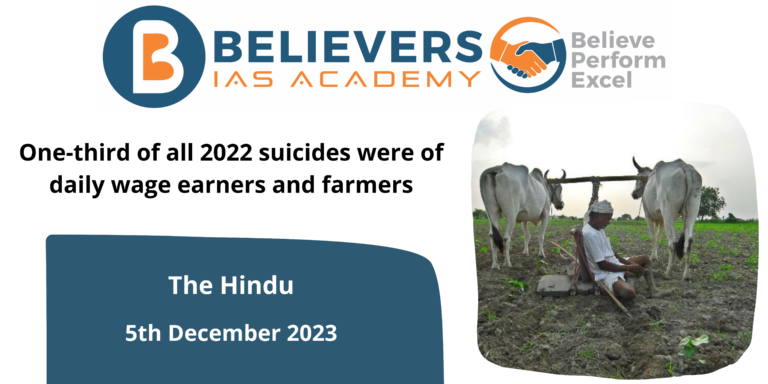 One-third of all 2022 suicides were of daily wage earners and farmers