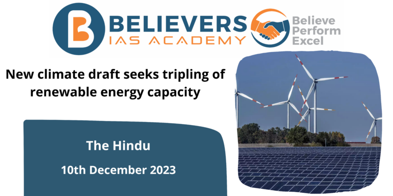 New climate draft seeks tripling of renewable energy capacity