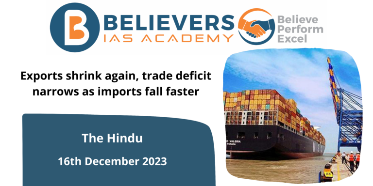 Exports shrink again, trade deficit narrows as imports fall faster