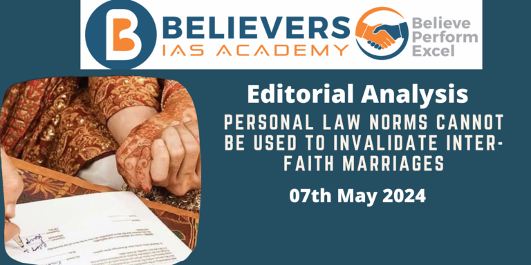 Personal law norms cannot be used to invalidate inter-faith marriages