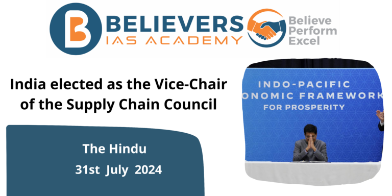 India elected as the Vice-Chair of the Supply Chain Council