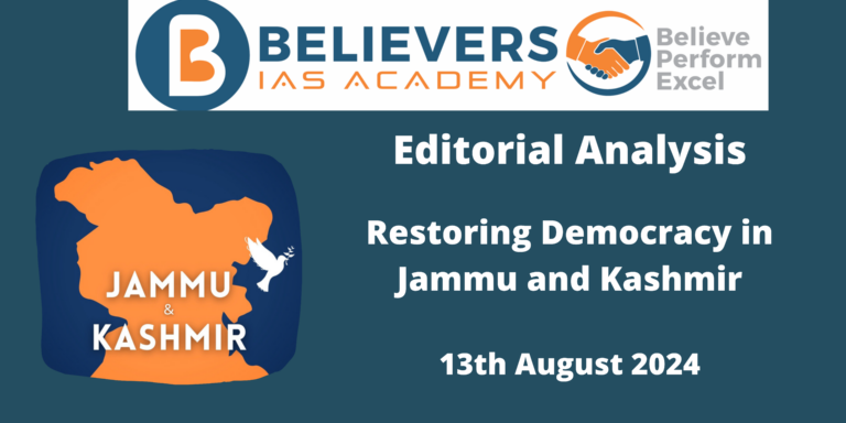 Restoring Democracy in Jammu and Kashmir