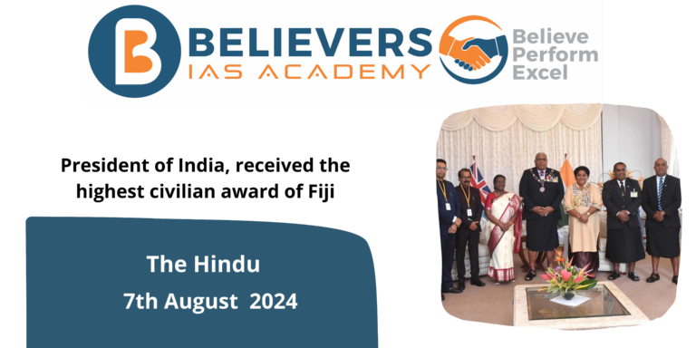 President of India, received the highest civilian award of Fiji