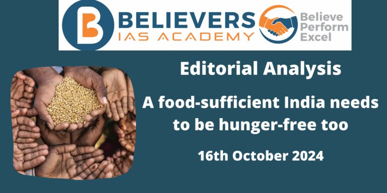 A food-sufficient India needs to be hunger-free too
